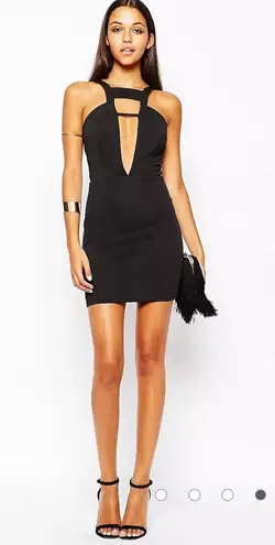 AQ/AQ AQ AQ Halo Plunge Mini Dress With Strap Detail Black Size 4 New With Out Tags