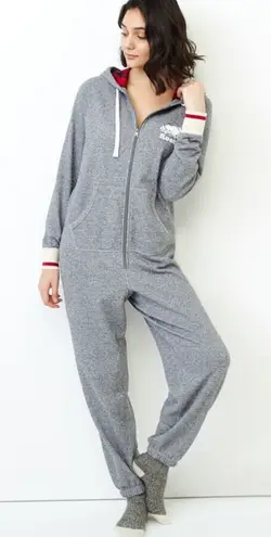 Roots NWT Cabin Grey Hooded Onesie w/ Buffalo Check Plaid Size Medium