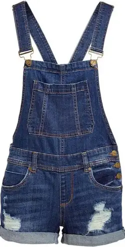 Dollhouse Denim Overalls Sz Large Distressed Coverall Shorts Shortalls Grunge Skater 90s