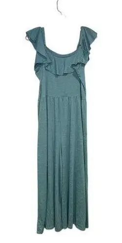 Womens Pant Romper Jumper Blue Green Loose Wideleg Leg OFF SHOULDER Pockets XL