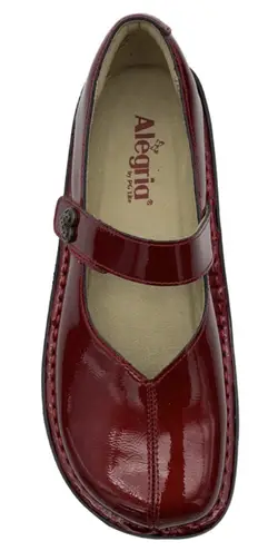 Alegria Leather Slip-On Mary Janes Faye Cherry Bomb Patent Size 37 US 7-7.5
