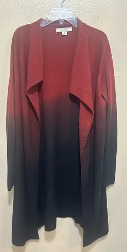 Adam Levine Womens Cardigan Ombre Red to Black Open Front Knit Sweater Small