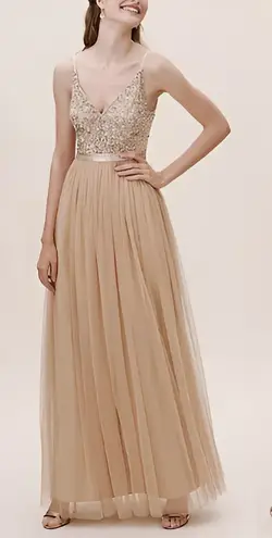 BHLDN Anthropologie x Wedding Bridesmaid Avery Sequin Tulle Maxi Dress Size 2