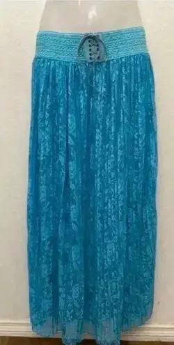 Velzera 🆕 Bohemian Light Blue Paisley Lace Maxi Skirt OS🆕