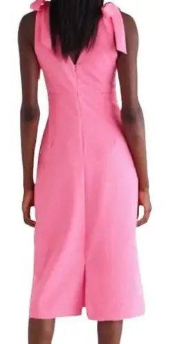 Julia Jordan V-Neck Tie Sheath Knee Length Dress Womens 12 Pink Bows Formal Chic