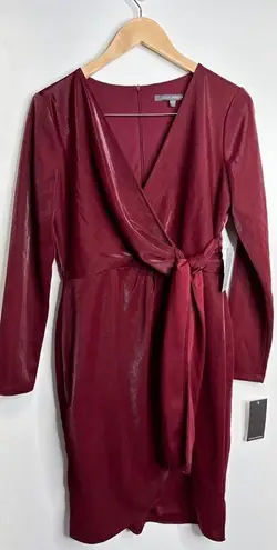 Julia Jordan  DressâWomens Liquid Jersey Long Sleeve Faux Wrap Dress Wine RedâSiz