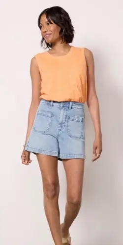 Faherty Stretch Terry Patch Pocket Short Denim High Waisted Light Wash Size 29