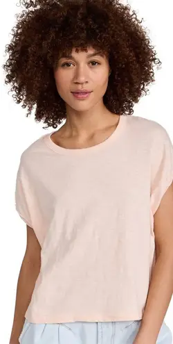 Free People NEW! We The  You Rock Tee PALE PINK Short Sleeve SMALL Boxy Cropped