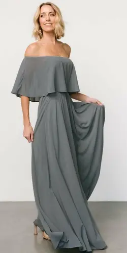 Baltic Born Dusty Blue Sonia Off Shoulder Maxi Dress