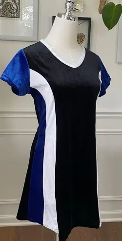 Vintage 90s 5*7*9 Colorblock Dress Spice Girls Black White Cobalt Blue S