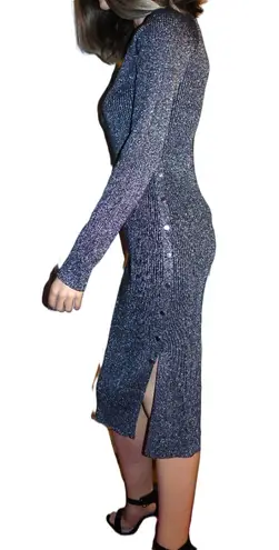 Say What? Say What Gray Metallic Sweater Pencil Dress L NWT
