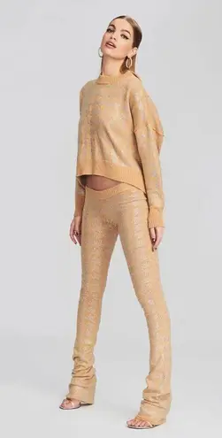 retrofete Desiree Pants in Caramel Silver Houndstooth Medium New Womens Knit Tan