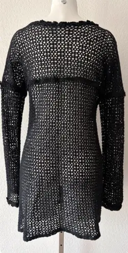 Handmade black crochet abstract heart appliqué coverup