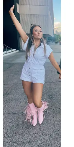 BLANKNYC White 100% Cotton Utility Collared Neckline Meditation Romper Size XL