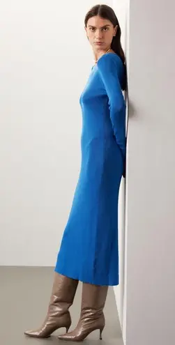 Great Jones Cobalt Blue Long Sleeve Ribbed Knit Sweater Midi Dress Size Medium