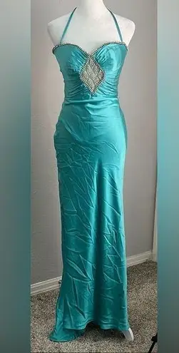 Mori Lee Sequined Silk Halter Gown Size 4