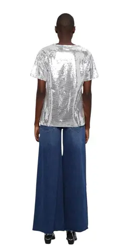The Kooples Silver sequined t-shirt, Size Large NWT short sleeve crew neck
