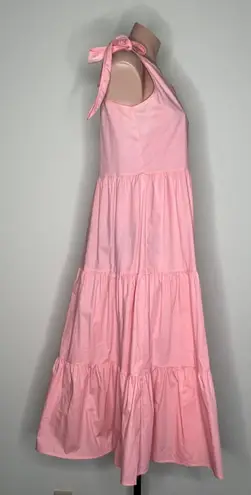 Comfy And Ready Tessa Tiered Tie Up Maxi Dress Size Medium In Pink