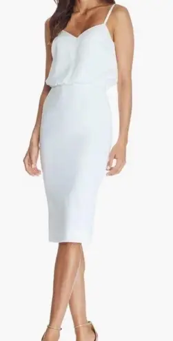 Dress the Population NWOT Alondra Blouson Sheath Dress in white sz L