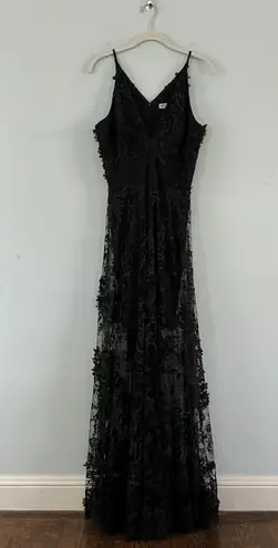 Dress the Population Sidney 3D Floral Lace Black Gown