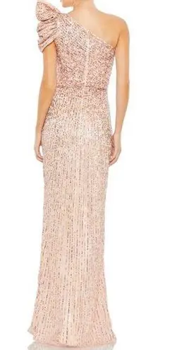 Mac Duggal Embellished Puff One Shoulder Gown Size 0 Apricot 5622 Prom Gala