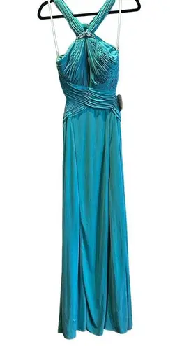 Alyce Paris NWT B’Dazzle by Teal Halter Formal Dress Size 10 Open Back Wedding