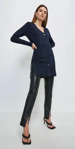 Jason Wu Black Vegan Leather Split Hem Trouser Pants Small