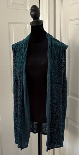 Susan Graver green velvet burnout paisley vest.