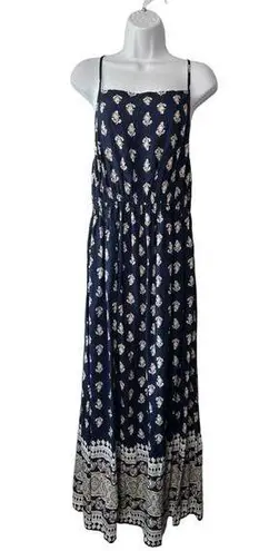 Lascana Navy Blue Patterned Spaghetti Strap Maxi Women's Size 8 New