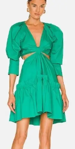 A.L.C. Alexa Long Sleeve Cutout Ruffle Tiered Pleated Cotton-Poplin Mini Dress 00
