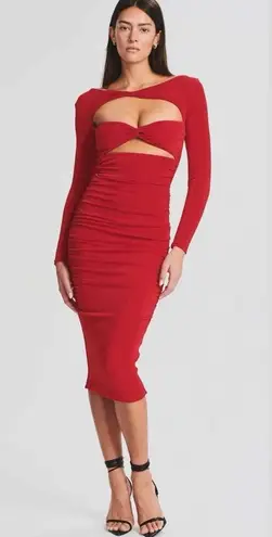 SER.O.YA Eden Cut Out Midi Dress Size Medium Red