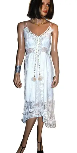 Cupshe Boho White Lace Sheer Midi Dress XL NWT