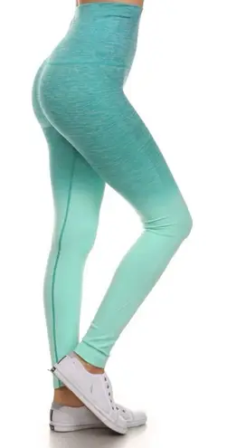 Yelete Size Large Leggings Aqua Blue Ombre Stretch Activewear Yoga Pant NWT