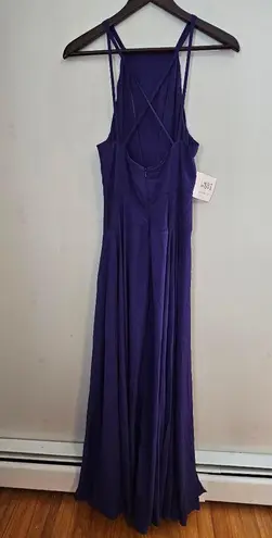 Fame and Partners Gown Purple Maxi Dress Cutouts Sleeveless Formal Slit Womens 6
