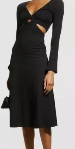 Likely NWT Eila Dress Black Textured Cutout Ring Deep V Midi A-Line Cocktail 6