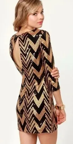 Ark & Co. Black and Gold Sequin Mini Dress