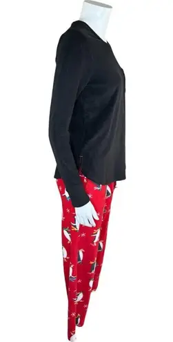Cuddl Duds Fleecewear with Stretch Pajama Set Blk/RubyPenguin XS Petite