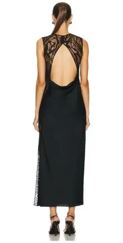 NWT SIMKHAI Vera Lace Trim Cowl Neck Dress Open Back Black Size 2