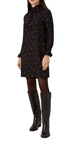 Hobbs London Elegant Black Mini Dress with Brown Accents size 4