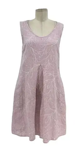 Flax Woodstock Dress Linen Lilac Lavender White Gingham Floral Size XS