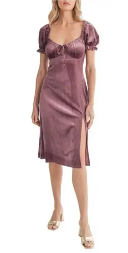 All in Favor Puff Sleeve Crushed Velvet Dress