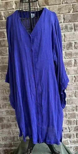 Swim 365 Button Front Cover Up Sz 18 20 Sapphire Blue Gauze Patio Dress…