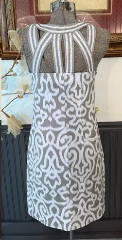 Gretchen Scott Ikat Cutout Strappy Back Sheath Dress ~ Size XS 🧡🍄 White