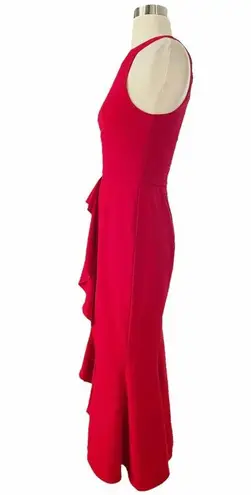 NICHOLAS Red Piper Dress Sleeveless Ruffles Cocktail Dress Designer US 2 Flawed