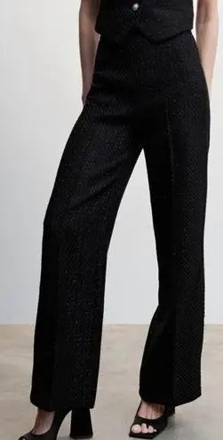 Jason Wu Pants Black Metallic Tweed Wide Leg Embellished Button Trousers