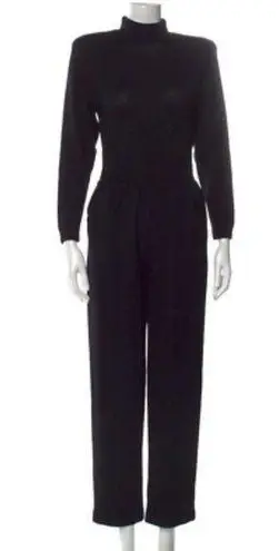 St. John Vintage 8/M Santana Knit Black Jumpsuit Long Sleeve Women Pockets