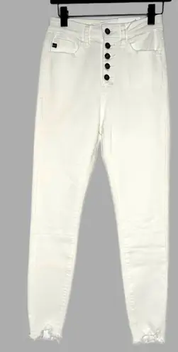 New KANCAN Size 3/25 Button Fly High Rise Denim Jeans White Skinny Stretch