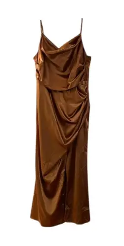 Birdy Grey Shiny Satin Rust Evening Gown Dress Womens Size XXL Bridesmaid