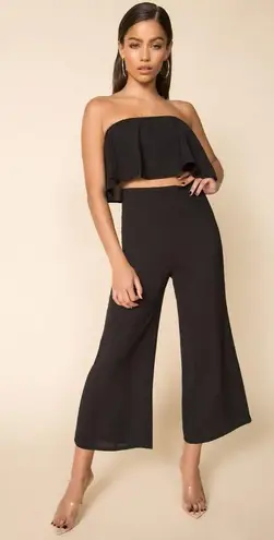 superdown  Brooke Set in Black Xsmall New Womens Outfit Strapless Crop Top Pants