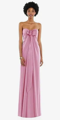 Dessy Collection Draped Satin Grecian Column Gown With Convertible Straps Pink Size 00